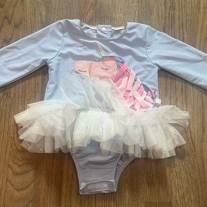 Mud Pie Baby Girl Dream In Glitter Unicorn One-Piece Rash‎ Guard 24 month